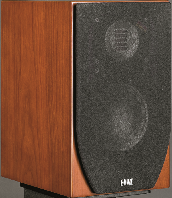 ELAC BS 244 cherry veneer finish side view